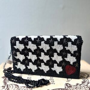 NWOT beaded Janis Of Texas Crossbody Heart Beaded bag purse USA Big in Texas